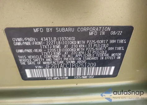 2023 Subaru Crosstrek Premium from USA, damaged, VIN JF2GTACC1PG251209